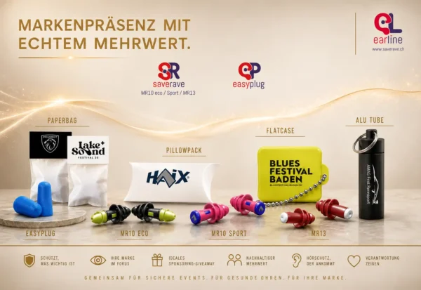 Promo Gehörschutz Schweiz von SaveRave als Werbeträger für Sponsoren und Veranstalter